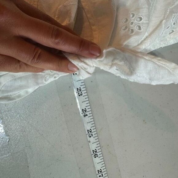 Christian Siriano Boho White Linen Blend Eyelet Embroidery Top Blouse Large - Picture 11 of 11